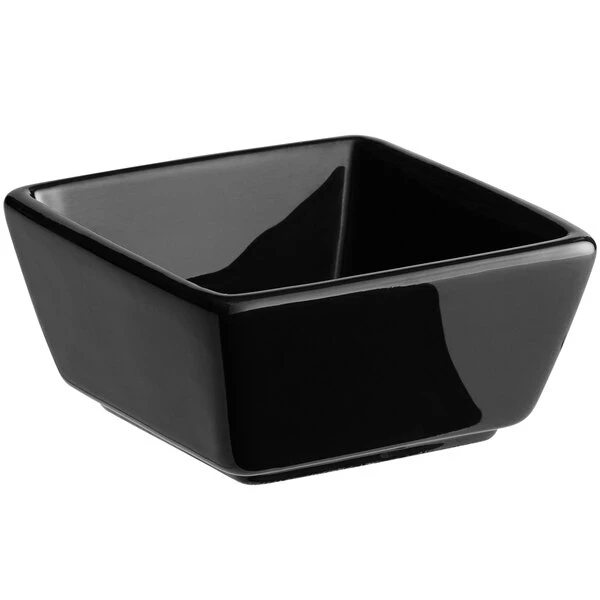 Acopa 4 Oz. Glossy Black Square Stoneware Sauce Cup - 36/Case 4 Acopa 4 Oz. Glossy Black Square Stoneware Sauce Cup - 36/Case - Image 2