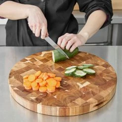 Tablecraft ACARD16 16" X 1 1/2" Acacia Wood End Grain Chopping Block Serving Board -Acopa Shop 2239507