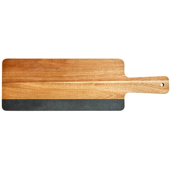Acopa 19" X 6" Acacia Wood And Slate Serving Board With Handle 4 Acopa 19" X 6" Acacia Wood And Slate Serving Board With Handle - Image 2