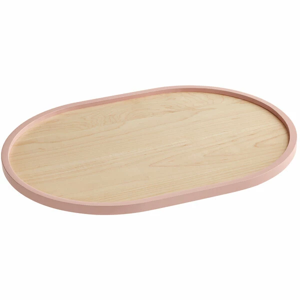 Cal-Mil Blonde 16" X 22" Maple Wood Serving Tray With Blush Colored Rim 3 Cal-Mil Blonde 16" X 22" Maple Wood Serving Tray With Blush Colored Rim