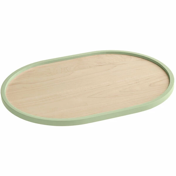 Cal-Mil Blonde 16" X 22" Maple Wood Serving Tray With Matcha Colored Rim 3 Cal-Mil Blonde 16" X 22" Maple Wood Serving Tray With Matcha Colored Rim