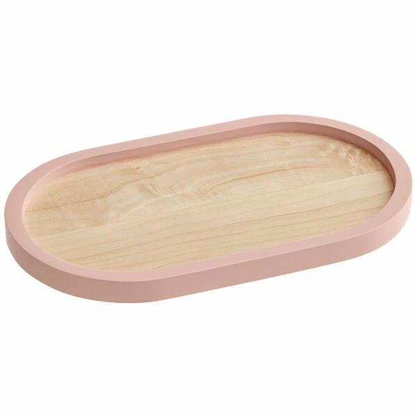 Cal-Mil Blonde 7" X 12" Maple Wood Serving Tray With Blush Colored Rim 3 Cal-Mil Blonde 7" X 12" Maple Wood Serving Tray With Blush Colored Rim