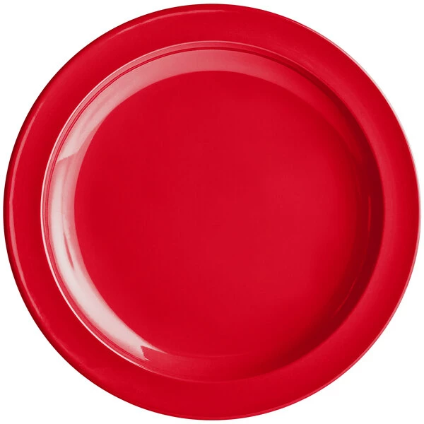 Sample - Acopa Foundations 10" Red Narrow Rim Melamine Plate 4 Sample - Acopa Foundations 10" Red Narrow Rim Melamine Plate - Image 2
