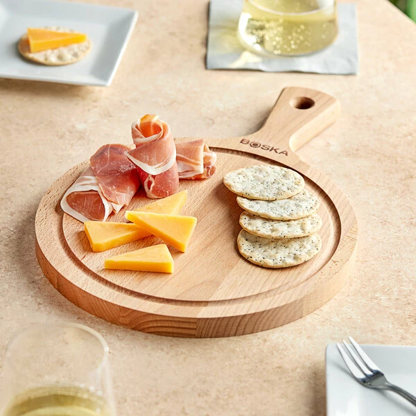 Boska USA Corp Boska Friends 9 1/4" Medium Round Beech Wood Serving Board With Handle 3 Boska USA Corp Boska Friends 9 1/4" Medium Round Beech Wood Serving Board With Handle