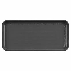 GET Enterprises GET Roca Glazed 13" X 6" Gray Melamine Rectangular Plate - 12/Case