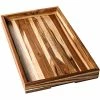 Teakhaus Timeless 20" X 12" X 2" Nesting Teakwood Serving Tray With Hand Grips -Acopa Shop 2388377