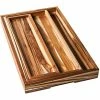 Teakhaus Timeless 3-Piece Nesting Teakwood Serving Tray Set With Hand Grips