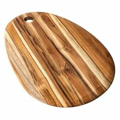 Teakhaus Elegant 18" X 12" X 1/2" Teakwood Oval Serving Board With Rounded Edge And Hanging Hole