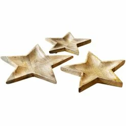 Kalalou 3-Piece Mango Wood Star Tray Set