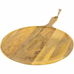 Kalalou NWS1020 17 1/2" X 25" Mango Wood Round Serving Board With Handle
